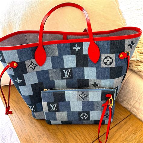 lv never full material|Lv denim Neverfull.